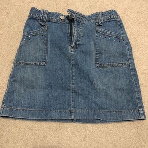Vintaged denim rhinestone skirt